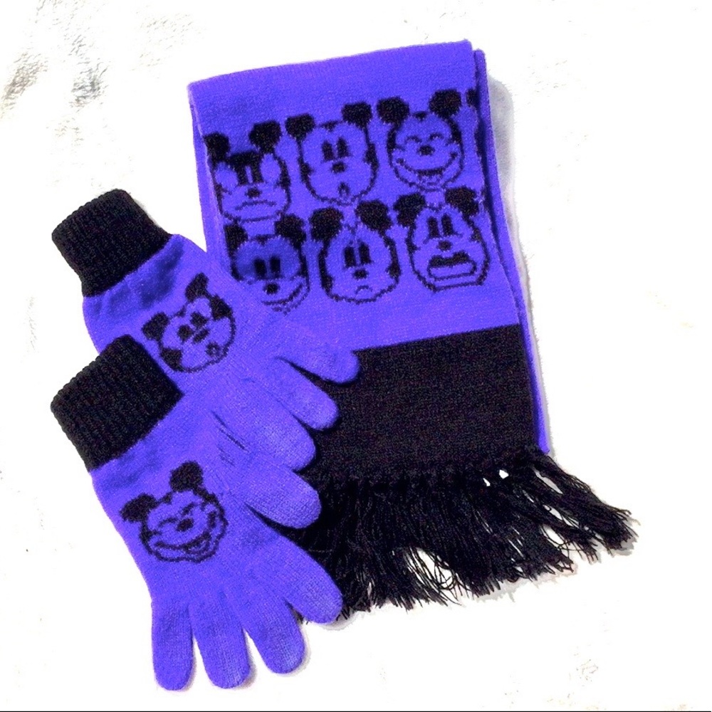 Disney’s Mickey Mouse Knitted Scarf and Glove Set - Vintage